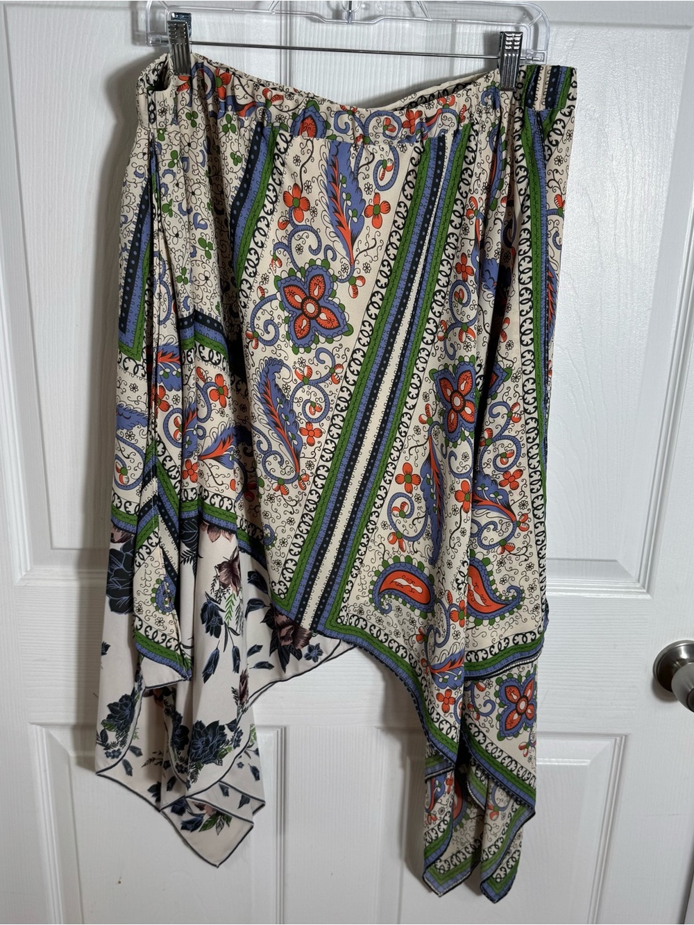 Maeve Anthropologie Scarf Print Skirt Plus Size 16 Handkerchief Hem Boho - Picture 3 of 7
